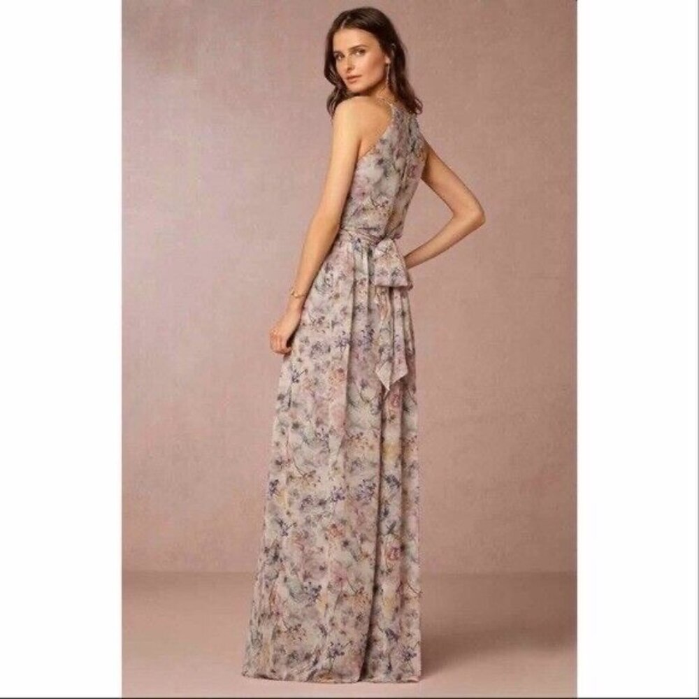 Anthropologie BHLDN Donna Morgan Alana watercolor floral halter top maxi gown 10 - Picture 2 of 9
